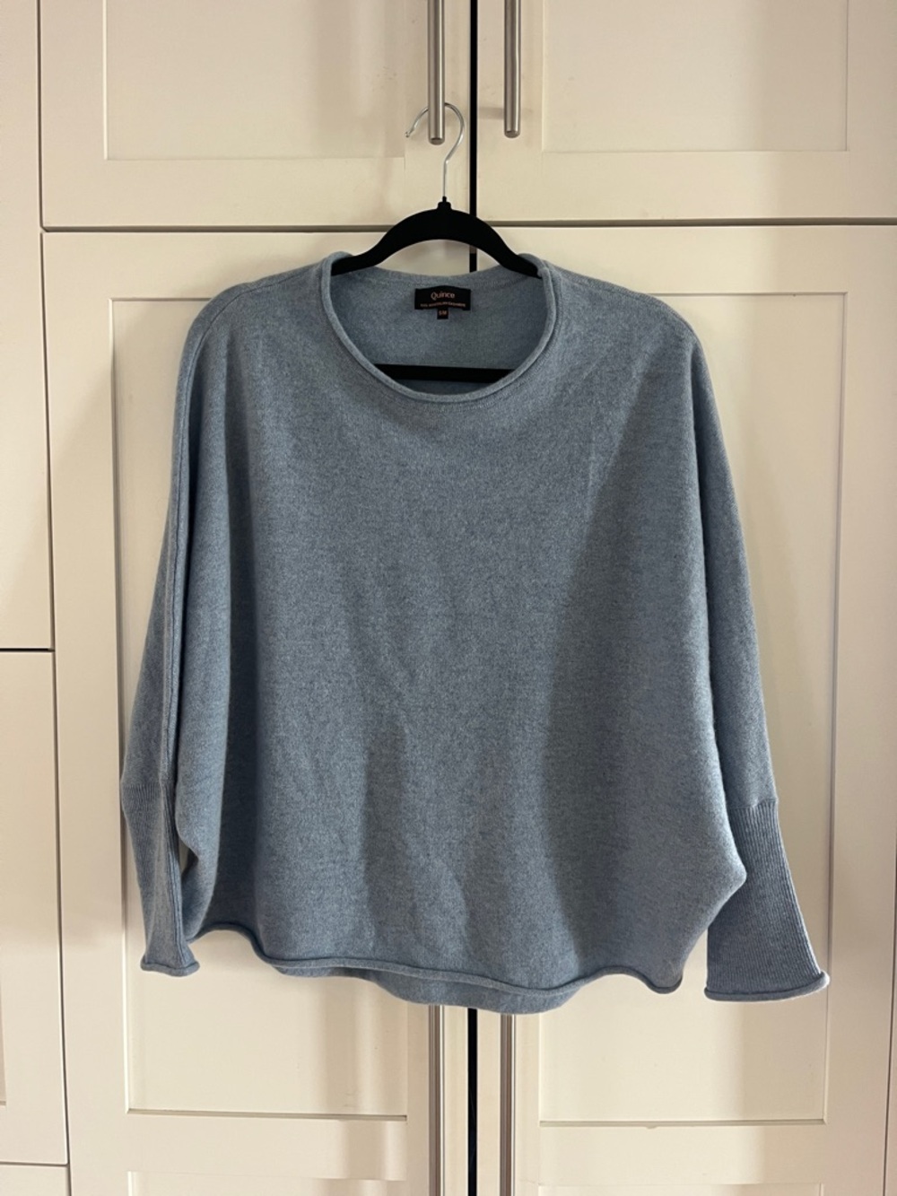Quince Mongolian Cashmere Batwing Sweater in Faded Denim S/M